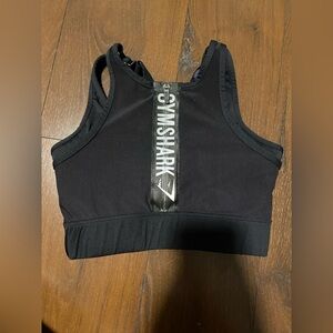 Gymshark half zip small women’s black sports bra mesh active top gym shark